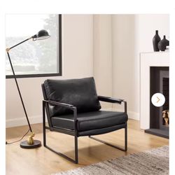 Modern Black Faux Leather Accent Arm Chair