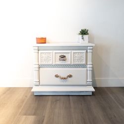 Modern Vintage-Inspired White Nightstand / Side Table