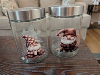 Gnome hand decorated jars
