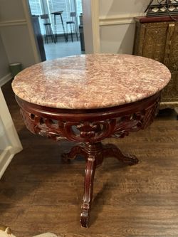 Antique Marble Table & Chair 