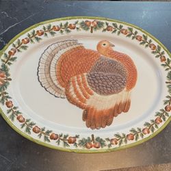 Embossed Ceramic Turkey Serving Platter 15" x 22.5"