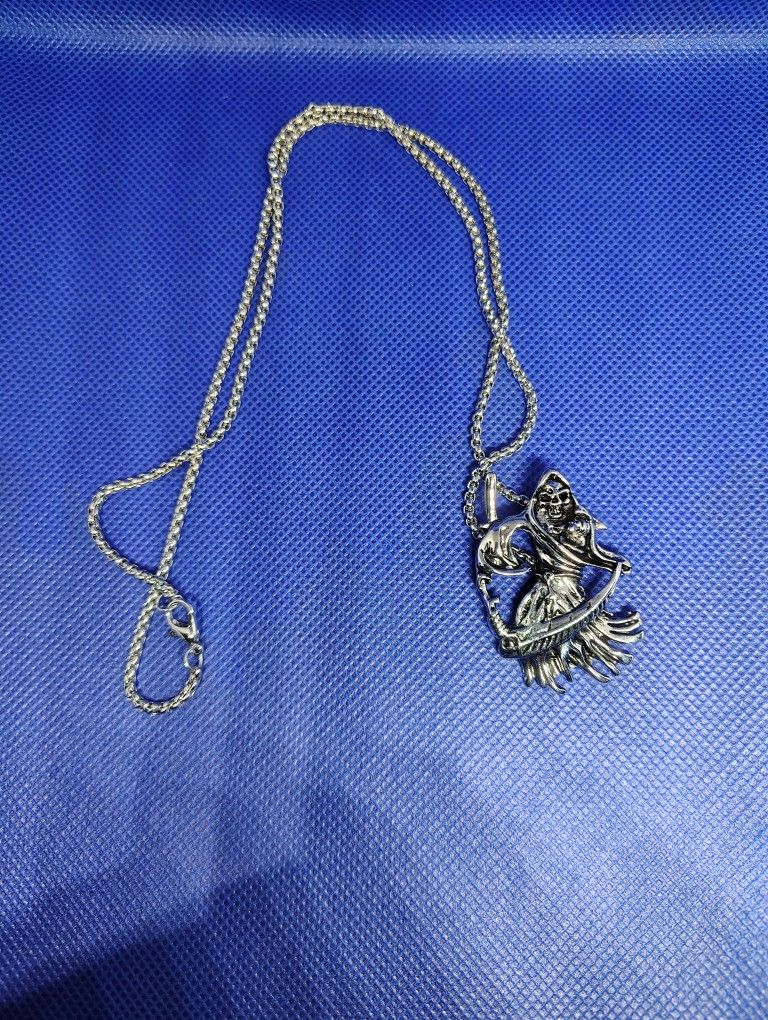 Grim Reaper Stainless Steel Chain And Pendant