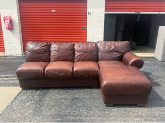 Divani Chateau d’Ax Brown Leather Sectional Couch w/ Chaise - Free Curbside Delivery