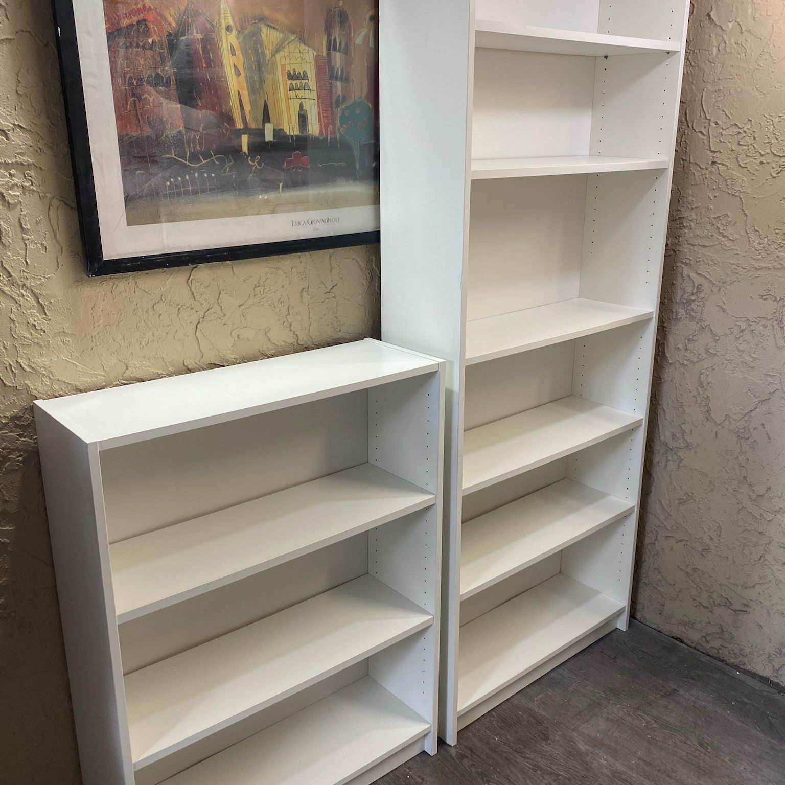 Pair of White Bookcases Bookshelves Storage - Local Delivery for a Fee - See My Items