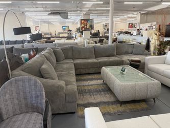 Large Gray Corduroy U-Shaped Sectional Sofa, livingroom furniture, same day delivery 🚚, no credit needed , zero money