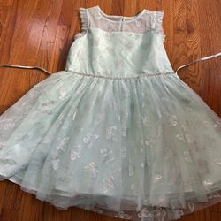 Girls dress LILT Plus Sz 20.5 light green w/Silver Butterflies Party