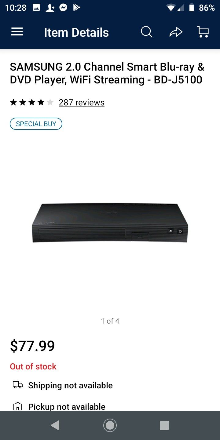 SAMSUNG 2.0 Channel Smart Blu-ray & DVD Player, WiFi Streaming - BD-J5100