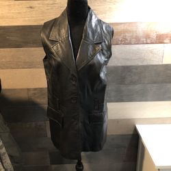 AUTHENTIC Margaret Godfrey Women's Black Leather Vest - SZ L Belt Not Included