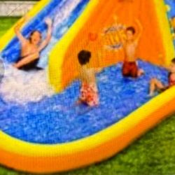 Banzai Splash Blast Waterslide, Bounce House With Balls And Brand New Accessories For The Waterslide