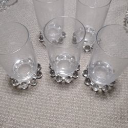 6 Vintage Candlewick Juice Glasses  Set