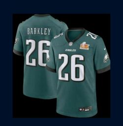 New! Philadelphia Eagles #26 Barkley Midnight Green Super Bowl LIX Game Jersey XXL