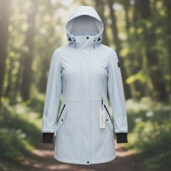 Calvin Klein Women's Softshell Raincoat, Powder Blue, 