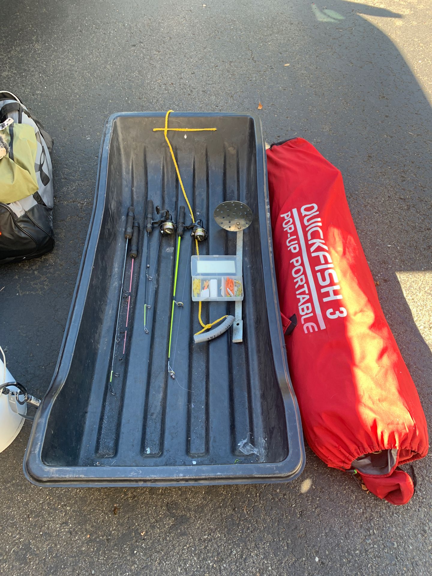 Ice fishing Shanti/sled and a couple rods