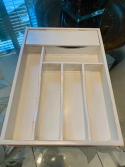 White Wood Cutlery Drawer Organizer Tray