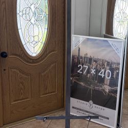 Adjustable Custom Fabricated Brushed Solid Stainless Steel Easel Display Stand, Art, Weddings, Events