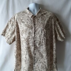Columbia men's beige Hawaiian floral short sleeve button-down shirt size XXL