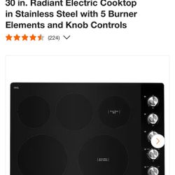 30 in. Radiant Electric Cooktop in Stainless Steel with 5 Burner Elements and Knob Controls