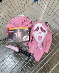 Pink Glitter Ghost Face Toddler Costume Small 6X