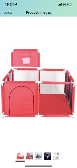 Portable Baby Ball Pit Playpen Playard Fence with Basketball Hoop Breathable Mesh for Indoors Outdoors Infant Toddler Kids Large