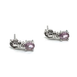 10k White Gold Purple Sapphire Earrings 