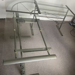 Glass-Metal frame L-Shaped Desk-  bookshelf available (Glass-metal frame ) 