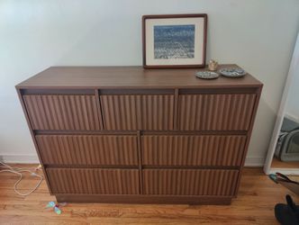 Walnut color 6-Drawer Dresser with Fluted Panels