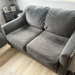 Sofa And Loveseat Grey Fabric Great Shape