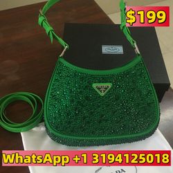 PRADA Satin Crystal Shoulder Bag