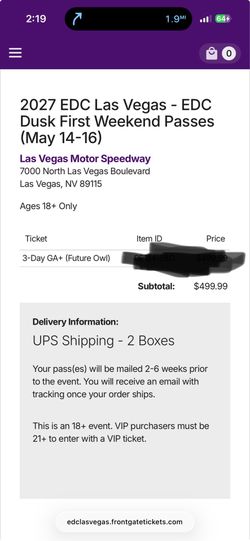 EDC Las Vegas 2027 – Week 1 GA Ticket for Sale