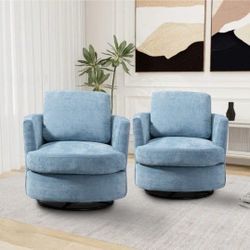 2 360° Swivel Barrel Chair Modern Round Accent Arm Chairs Teddy Sherpa Club Sofa