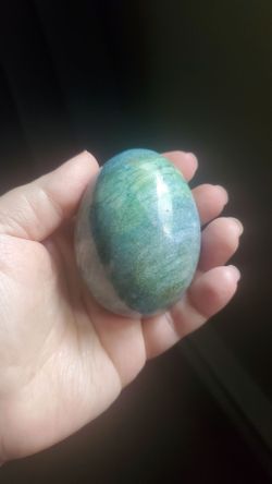 3 inch polished blue/green crystal egg (Apatite)