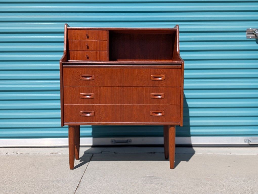 Vintage Danish Mid Century Teak Secretary Desk, c1960s
