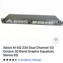 Alesis M-EQ 230 Dual Channel 1/3 Octave 30 Band Graphic Equalizer, Stereo EQ