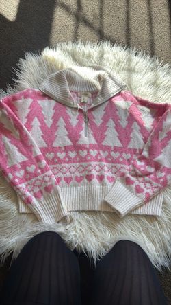Crop Christmas Pink Sweater