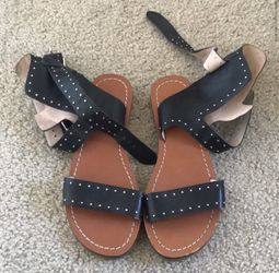 topshop flower black studded buckle sandals