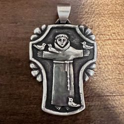 James Avery Retired St. Francis Cross Pendant Sterling Silver 925 JA