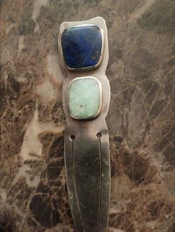 Semi precious stone sterling silver book mark