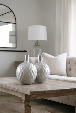 White Metallic Round Vase