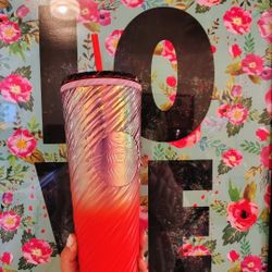 Starbucks tumbler with an iridescent finish. Features a vibrant red color. Brand NEW WITH TAGS! 