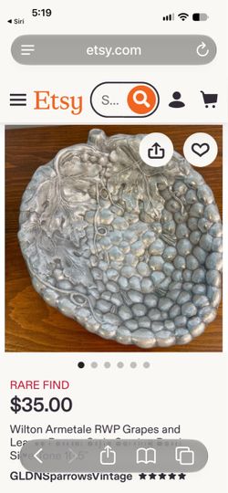 Walton Company RWP Grapes and Leaves Serving Bowl