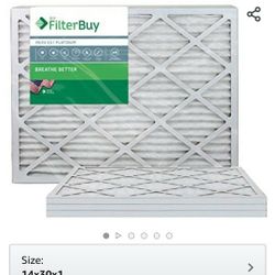 FilterBuy 14x30x1 MERV 13 Pleated AC Furnace Air Filter, (Pack of 4 Filters), 14x30x1 – Platinum