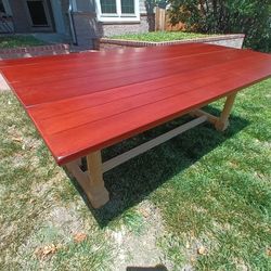 Fold Out Heavy Duty Wooden Picnic Farmhouse Dining Table With Drawers
