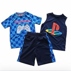 Playstation boys t shirt tank top and shorts bundle size 5 / 6 blue black 