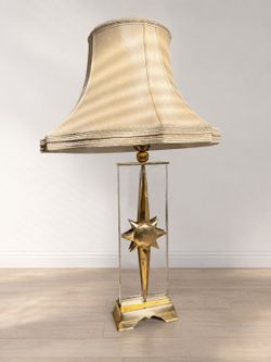 Vintage Acrylic Lucite & Brass Starburst Table Lamp Hollywood Regency MCM