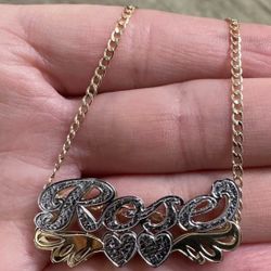 10k 14k Gold Custom Personalized Double Name Plate Necklace 