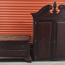 Traditional Wood Armoire Media Wardrobe Hutch Chest of Drawers


