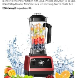 Blender, Blenders for Kitchen with 68Oz. Pitcher and 20Oz. To-go Cup, Countertop Blender for Smoothies, Ice Crushing, Frozen Fruits, Red