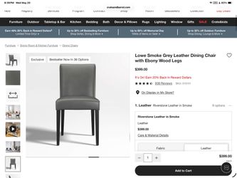 Crate & Barrel Lowe Smoke Grey Leather with Ebony Legs