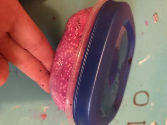 Clear pink foam beads slime