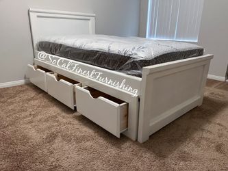 New twin bed and mattress with drawers